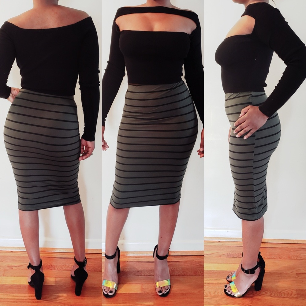 Olive and Black pencil skirt